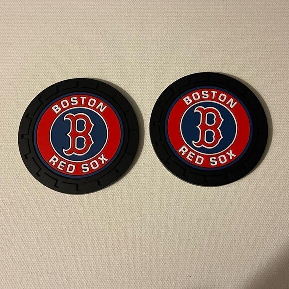 MLB Boston Red Sox car cup Coasters in black with logo Set of 2 NWT - Picture 4 of 7